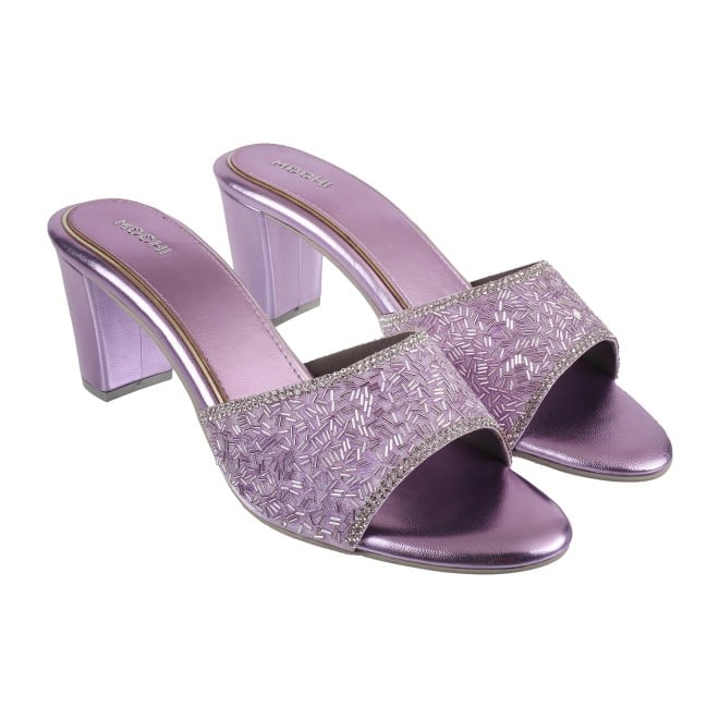 Mochi Women Purple Wedding Slip Ons