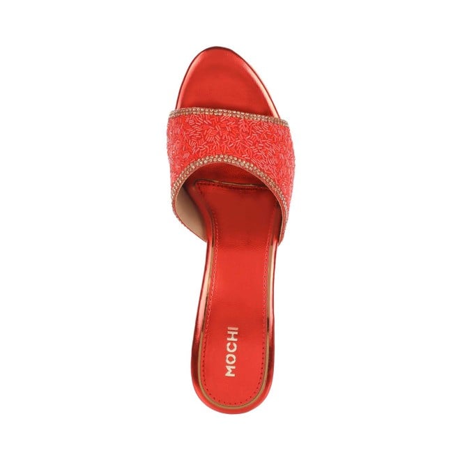 Mochi Women Red Wedding Slip Ons (SKU: 35-4837-18-37)