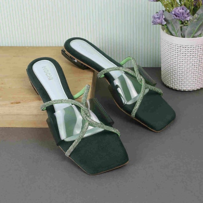 Mochi Women Green Party Sandals (SKU: 35-486-21-36)