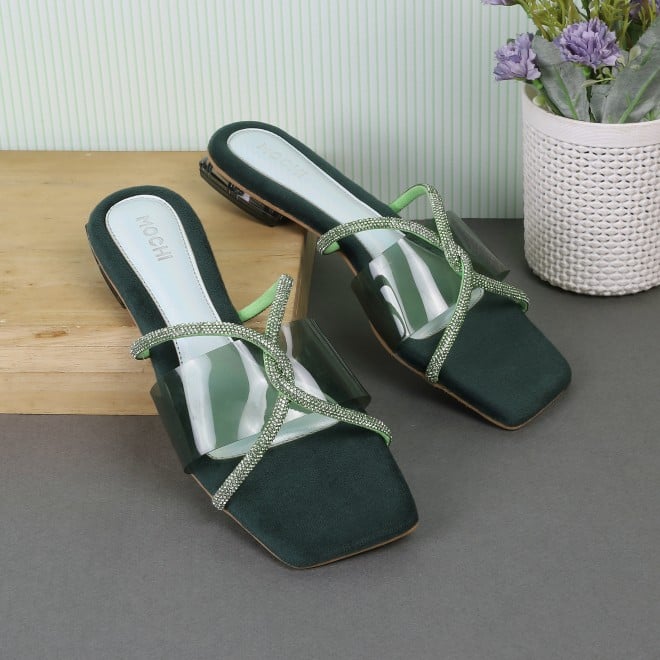 Mochi Women Green Party Sandals