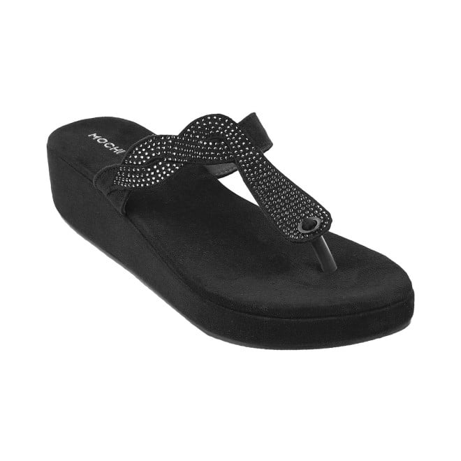 Mochi Women Black Casual Slippers