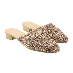 Women Antique-Gold Ethnic Slip Ons