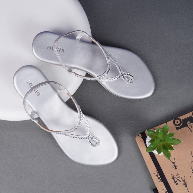 Mochi Women Silver Casual Sandals