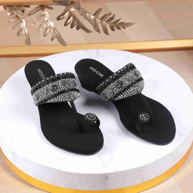 Mochi Women Black Wedding Slippers (SKU: 35-492-11-36)