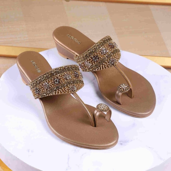 Mochi Women Antic-gold Wedding Slippers (SKU: 35-492-28-36)