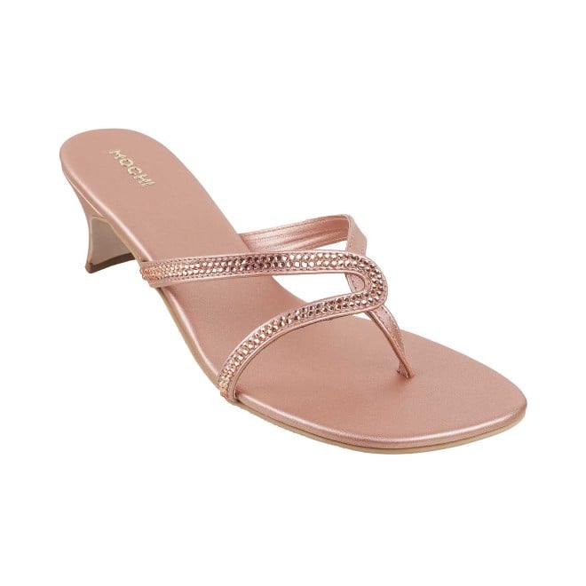 Mochi Women Rose-Gold Party Slippers (SKU: 35-4928-52-36)