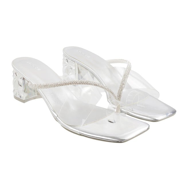 Mochi Women Silver Party Sandals