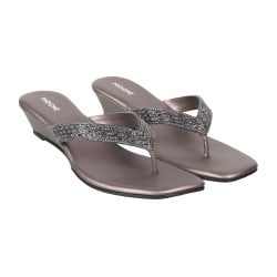 Women Gun-Metal Casual Slippers