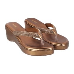 Women Antique-Gold Party Slip Ons