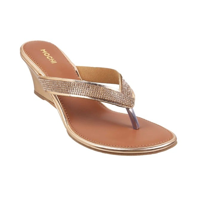 Mochi Women Rose-Gold Party Slippers