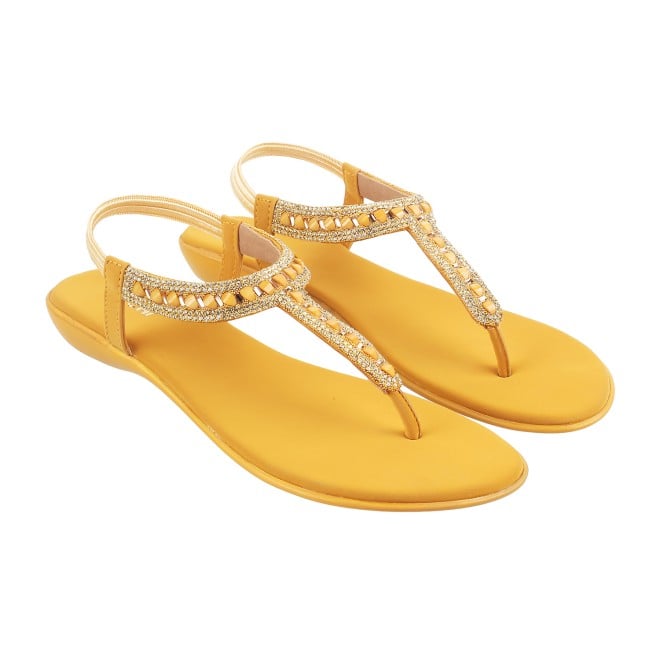 Mochi Women Yellow Casual Sandals