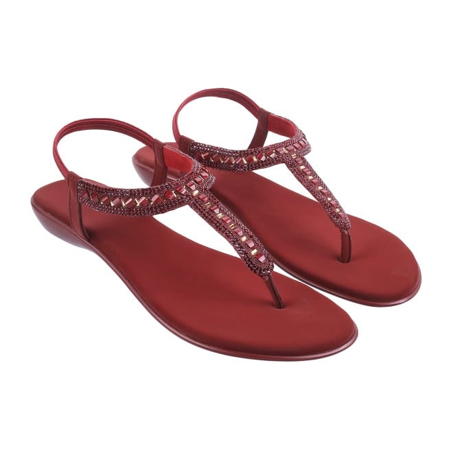 Mochi Women Maroon Casual Sandals