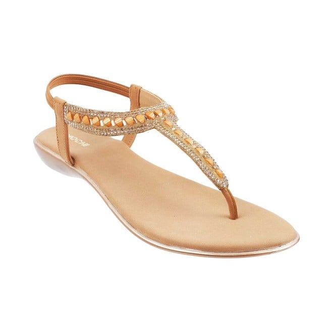 Mochi Women Antique-Gold Casual Sandals