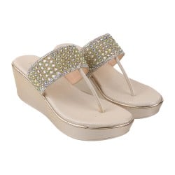 Women Gold Ethnic Sandals