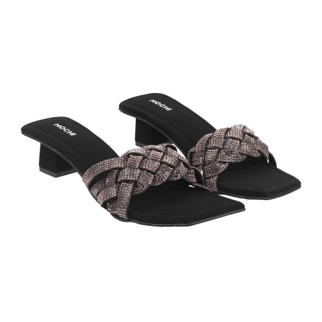 Mochi Women Black Wedding Sandals