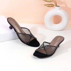 Women Black Party Slip Ons