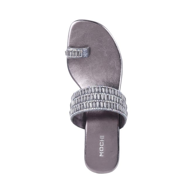 Mochi Women Gun-metal Ethnic Slip Ons (SKU: 35-725-29-36)