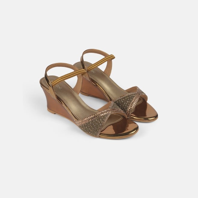 Mochi Women Antic-gold Party Sandals (SKU: 35-770-28-35)