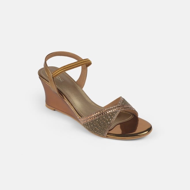 Mochi Women Antic-gold Party Sandals (SKU: 35-770-28-35)
