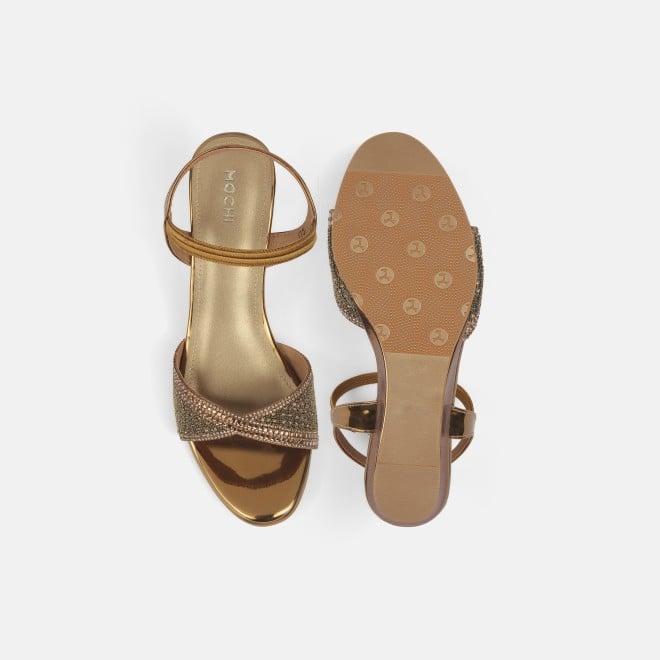 Mochi Women Antic-gold Party Sandals (SKU: 35-770-28-35)