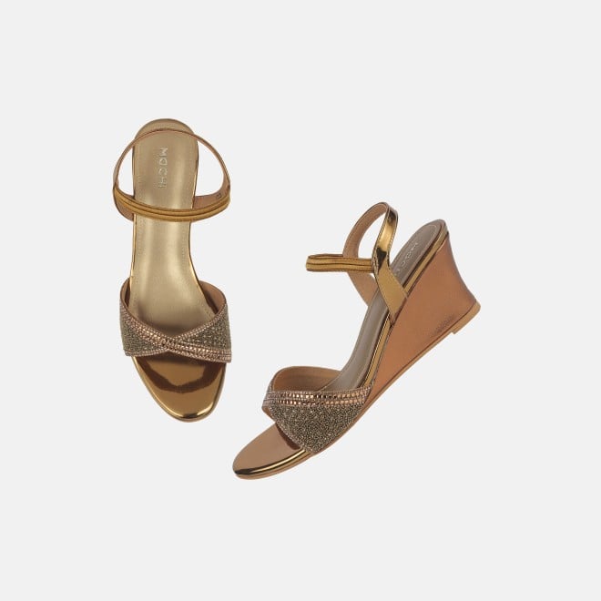 Mochi Women Antic-gold Party Sandals (SKU: 35-770-28-35)