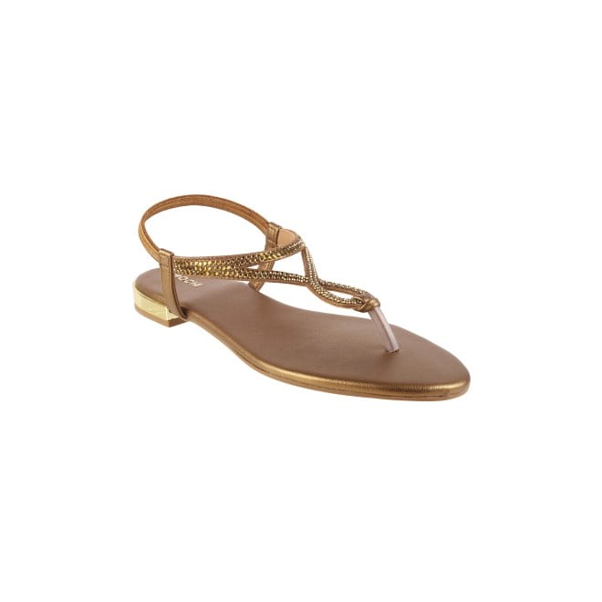 Mochi Women Antique-Gold Party Sandals