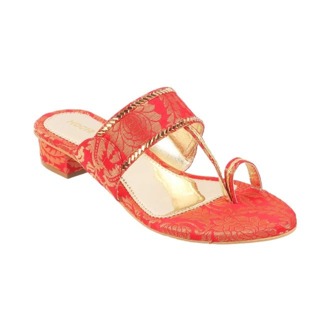 Mochi Women Red Ethnic Slip Ons