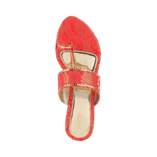 Mochi Women Red Ethnic Slip Ons (SKU: 35-789-18-37)