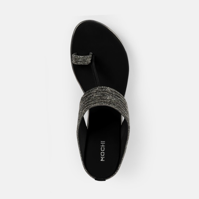 Mochi Women Black Ethnic Slip Ons (SKU: 35-802427-11-36)