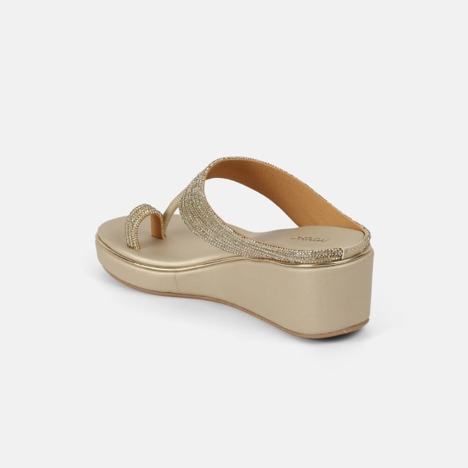 Mochi Women Gold Ethnic Slip Ons (SKU: 35-802427-15-36)