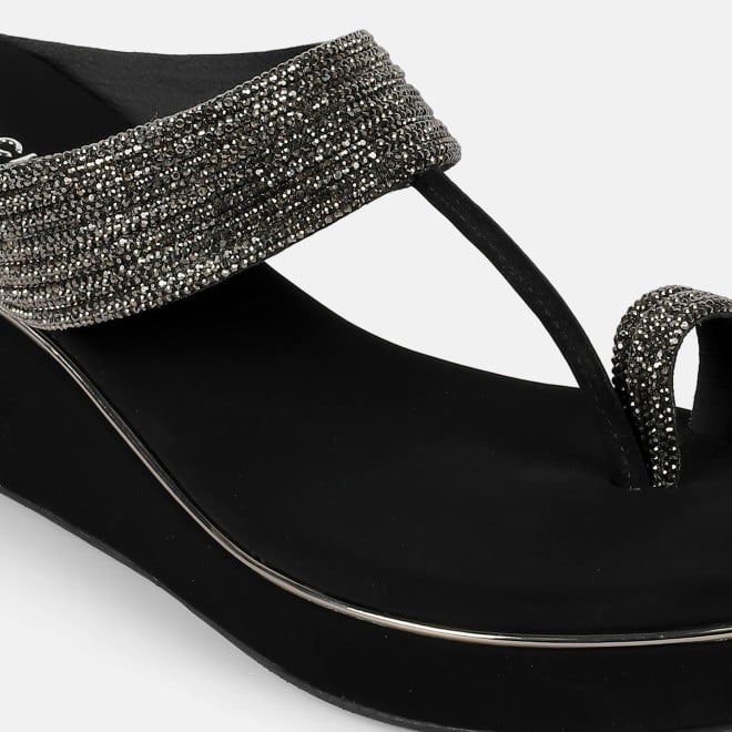 Mochi Women Black Ethnic Slip Ons (SKU: 35-802427-11-36)