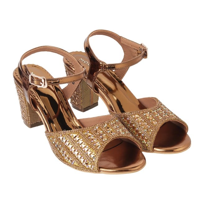 Mochi Women Antique-Gold Party Sandals