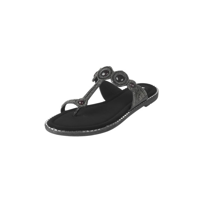 Mochi Women Black Ethnic Slip Ons (SKU: 35-901614-11-37)