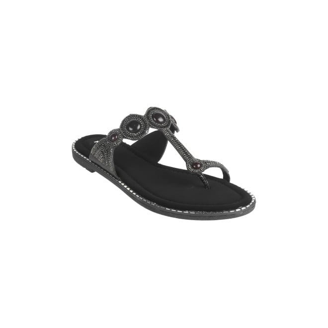 Mochi Women Black Ethnic Slip Ons (SKU: 35-901614-11-37)