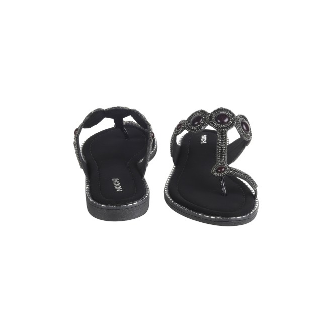 Mochi Women Black Ethnic Slip Ons (SKU: 35-901614-11-37)