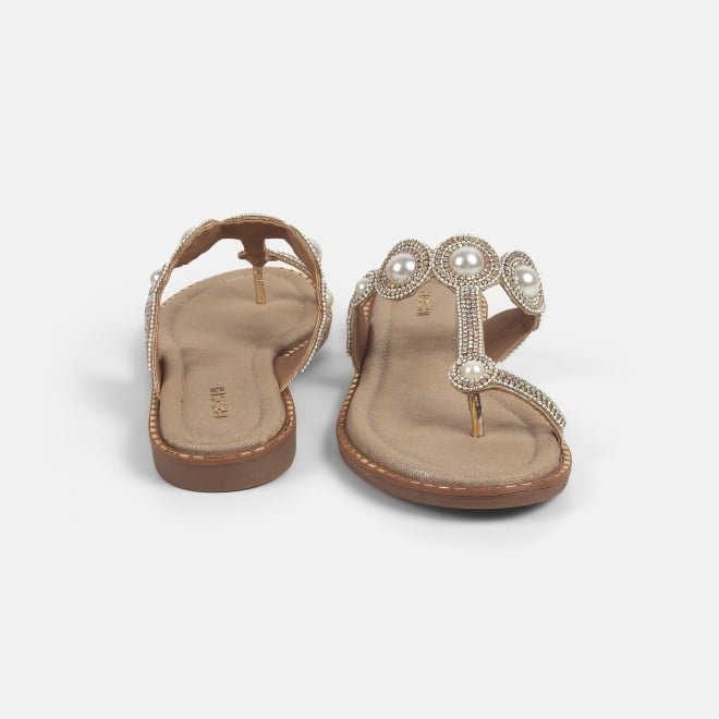 Mochi Women Gold Ethnic Slip Ons (SKU: 35-901614-15-39)