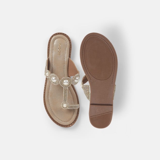 Mochi Women Gold Ethnic Slip Ons (SKU: 35-901614-15-39)