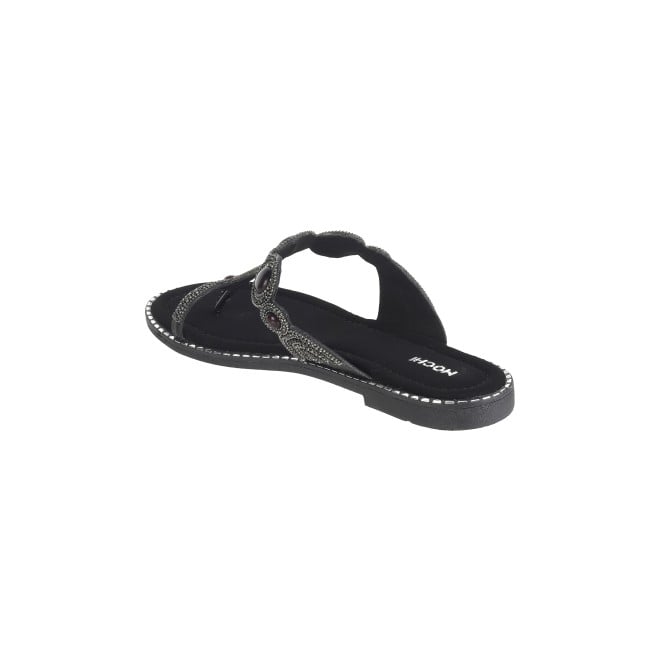 Mochi Women Black Ethnic Slip Ons (SKU: 35-901614-11-37)