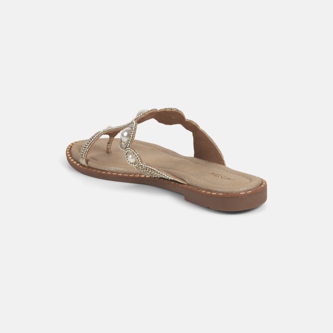 Mochi Women Gold Ethnic Slip Ons (SKU: 35-901614-15-39)