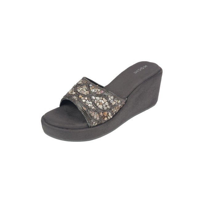 Mochi Women Gun-metal Ethnic Slip Ons (SKU: 35-901984-29-36)
