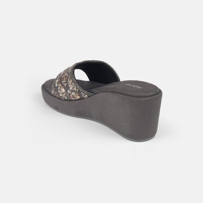 Mochi Women Gun-metal Ethnic Slip Ons (SKU: 35-901984-29-36)