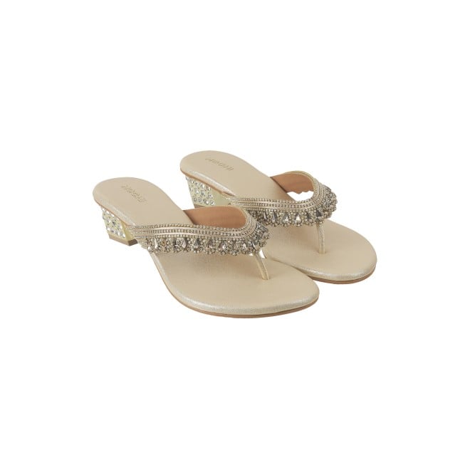 Mochi Women Gold Ethnic Slip Ons (SKU: 35-901987-15-37)