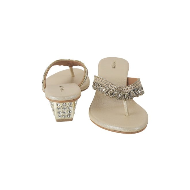 Mochi Women Gold Ethnic Slip Ons (SKU: 35-901987-15-37)