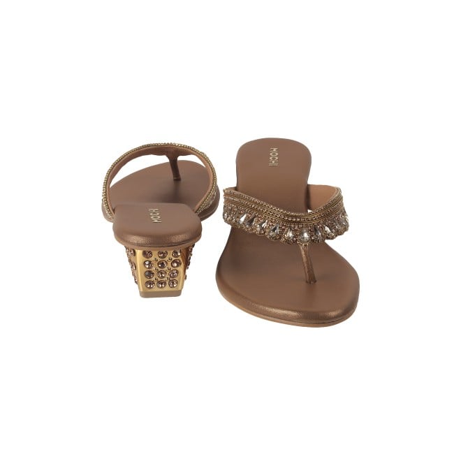 Mochi Women Antic-gold Ethnic Slip Ons (SKU: 35-901987-28-37)