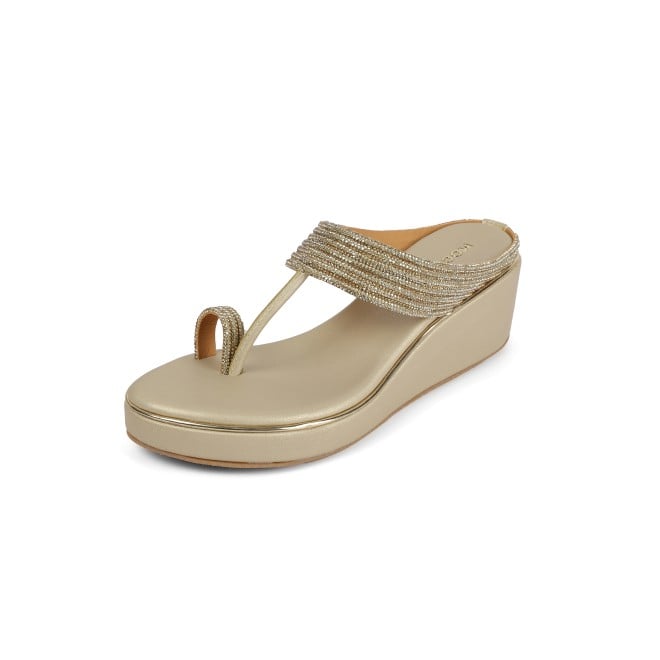 Mochi Women Gold Ethnic Slip Ons (SKU: 35-902427-15-37)