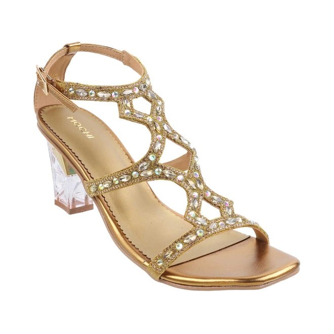 Mochi Women Antique-Gold Party Sandals