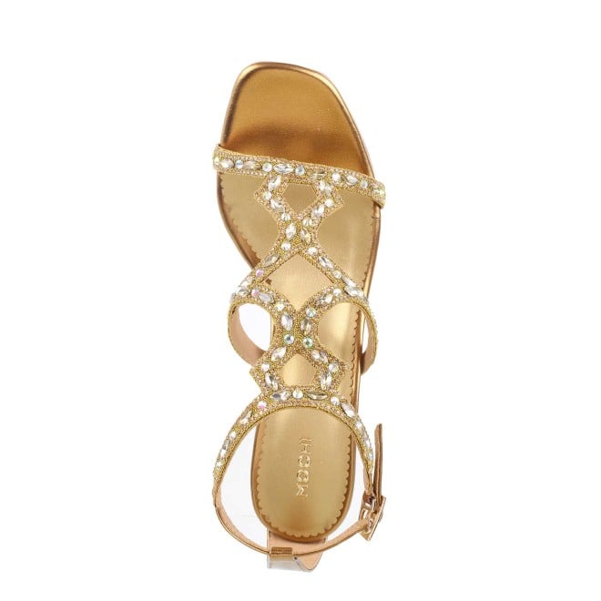 Mochi Women Antique-Gold Party Sandals (SKU: 35-928-28-36)