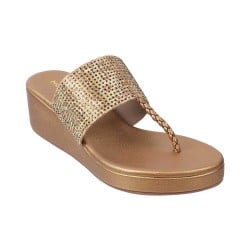 Women Antique-Gold Casual Slip Ons