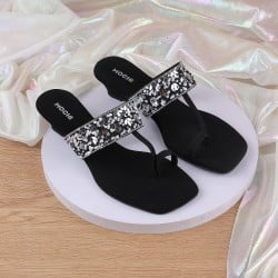 Women Black Ethnic Slip Ons