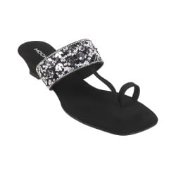 Women Black Ethnic Slip Ons